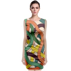 Snake Stripes Intertwined Abstract Classic Sleeveless Midi Dress by Pakjumat