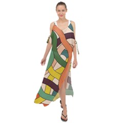 Snake Stripes Intertwined Abstract Maxi Chiffon Cover Up Dress by Pakjumat