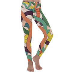 Snake Stripes Intertwined Abstract Kids  Lightweight Velour Classic Yoga Leggings by Pakjumat