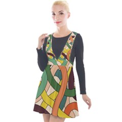 Snake Stripes Intertwined Abstract Plunge Pinafore Velour Dress by Pakjumat