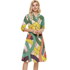 Snake Stripes Intertwined Abstract Classy Knee Length Dress by Pakjumat