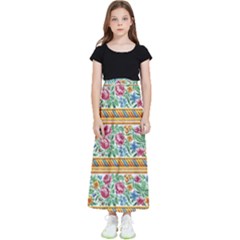 Flower Fabric Design Kids  Flared Maxi Skirt by Pakjumat