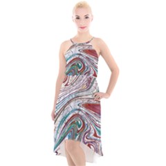 Abstract Background Ornamental High-low Halter Chiffon Dress  by Pakjumat