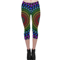 3d Psychedelic Shape Circle Dots Color Capri Leggings  by Modalart