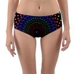 3d Psychedelic Shape Circle Dots Color Reversible Mid-waist Bikini Bottoms by Modalart