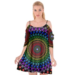3d Psychedelic Shape Circle Dots Color Cutout Spaghetti Strap Chiffon Dress