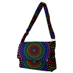 3d Psychedelic Shape Circle Dots Color Full Print Messenger Bag (m)