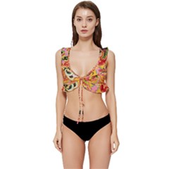 Fantasy Psychedelic Surrealism Trippy Low Cut Ruffle Edge Bikini Top by Modalart