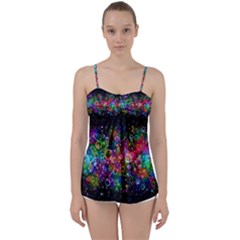 Psychedelic Bubbles Abstract Babydoll Tankini Top by Modalart