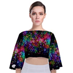 Psychedelic Bubbles Abstract Tie Back Butterfly Sleeve Chiffon Top