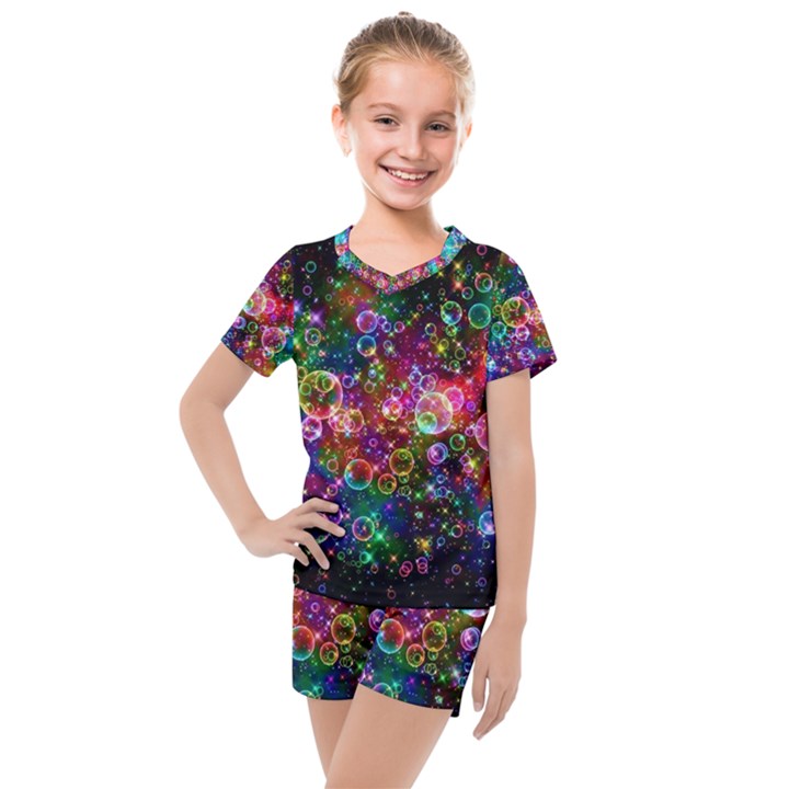 Psychedelic Bubbles Abstract Kids  Mesh T-Shirt and Shorts Set