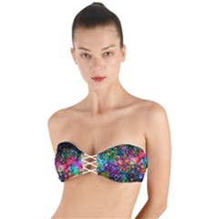 Psychedelic Bubbles Abstract Twist Bandeau Bikini Top