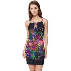 Psychedelic Bubbles Abstract Summer Tie Front Dress