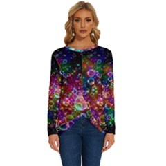 Psychedelic Bubbles Abstract Long Sleeve Crew Neck Pullover Top by Modalart