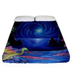 Psychedelic Mushrooms Psicodelia Dream Blue Fitted Sheet (california King Size) by Modalart