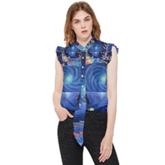 Psychedelic Mushrooms Psicodelia Dream Blue Frill Detail Shirt