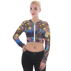 Psychedelic Tree Abstract Psicodelia Long Sleeve Cropped Velvet Jacket by Modalart