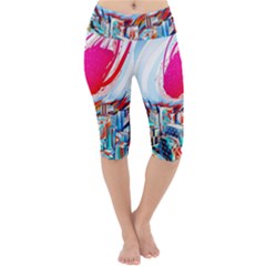 Artistic Psychedelic Art Lightweight Velour Cropped Yoga Leggings by Modalart