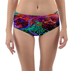 Psychedelic Blacklight Drawing Shapes Art Reversible Mid-waist Bikini Bottoms by Modalart