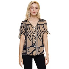 Artistic Psychedelic Bow Sleeve Button Up Top