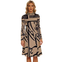 Artistic Psychedelic Long Sleeve Shirt Collar A-line Dress by Modalart