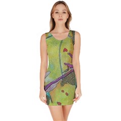 Green Peace Sign Psychedelic Trippy Bodycon Dress by Modalart