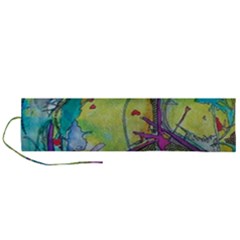Green Peace Sign Psychedelic Trippy Roll Up Canvas Pencil Holder (l) by Modalart