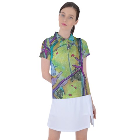 Green Peace Sign Psychedelic Trippy Women s Polo T-shirt by Modalart