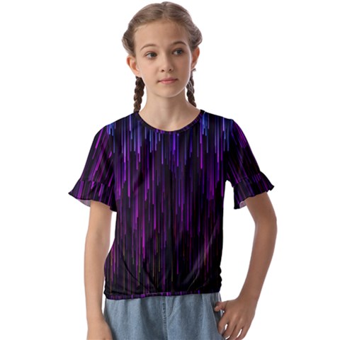 Stars Are Falling Electric Abstract Kids  Cuff Sleeve Scrunch Bottom T-shirt by Modalart