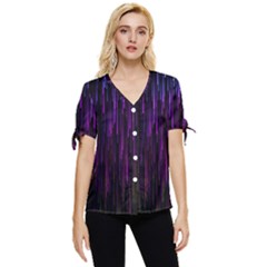 Stars Are Falling Electric Abstract Bow Sleeve Button Up Top by Modalart