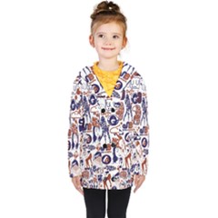 Artistic Psychedelic Doodle Kids  Double Breasted Button Coat