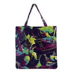 Artistic Psychedelic Abstract Grocery Tote Bag by Modalart