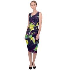 Artistic Psychedelic Abstract Sleeveless Pencil Dress by Modalart