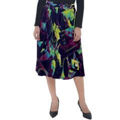 Artistic Psychedelic Abstract Classic Velour Midi Skirt  by Modalart