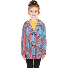 Hippie Peace Sign Psychedelic Trippy Kids  Double Breasted Button Coat by Modalart