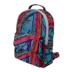 Hippie Peace Sign Psychedelic Trippy Flap Pocket Backpack (large) by Modalart