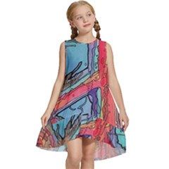 Hippie Peace Sign Psychedelic Trippy Kids  Frill Swing Dress by Modalart