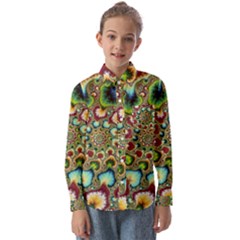 Colorful Psychedelic Fractal Trippy Kids  Long Sleeve Shirt