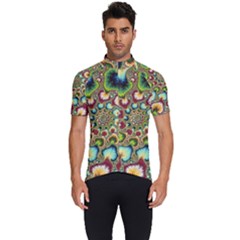 Colorful Psychedelic Fractal Trippy Men s Short Sleeve Cycling Jersey by Modalart