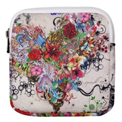 Valentine s Day Heart Artistic Psychedelic Mini Square Pouch by Modalart