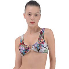 Valentine s Day Heart Artistic Psychedelic Ring Detail Bikini Top