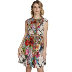 Valentine s Day Heart Artistic Psychedelic Cap Sleeve High Waist Dress