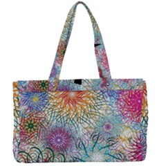 Psychedelic Flowers Yellow Abstract Psicodelia Canvas Work Bag by Modalart