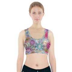 Psychedelic Flowers Yellow Abstract Psicodelia Sports Bra With Pocket by Modalart
