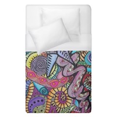 Psychedelic Flower Red Colors Yellow Abstract Psicodelia Duvet Cover (single Size) by Modalart