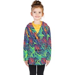 Color Colorful Geoglyser Abstract Holographic Kids  Double Breasted Button Coat by Modalart