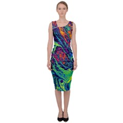 Color Colorful Geoglyser Abstract Holographic Sleeveless Pencil Dress by Modalart