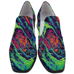 Color Colorful Geoglyser Abstract Holographic Women Slip On Heel Loafers by Modalart