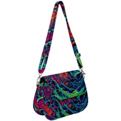 Color Colorful Geoglyser Abstract Holographic Saddle Handbag by Modalart