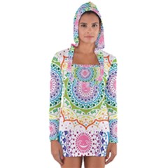 Mandala Pattern Rainbow Pride Long Sleeve Hooded T-shirt